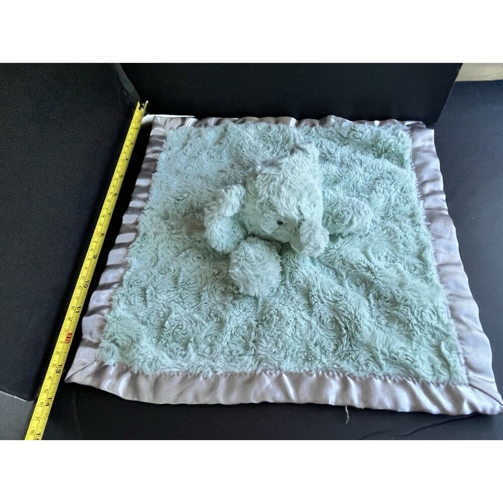 Cloud Island Elephant Security Blanket Mint Green Satin Back Lovey toy